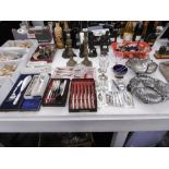 QTY OF SILVER PLATED FLATWARE ETC.