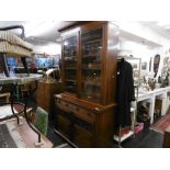 19TH CENTURY WALNUT BOOKCASE ON CUPBOARD BASE, W137X H245CM APPROX.