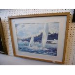 A FRAMED AND GLAZED WATERCOLOUR SAILING IN THE SOLENT ROSMARY METCALFE,