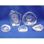 FIVE MATS, JONASSON CRYSTAL ORNAMENTS,