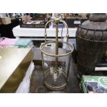 A ROUND BRASS AND GLASS LANTERN A/F