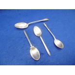 THREE HM SILVER COFFEE SPOONS AND ONE TEA SPOON