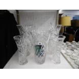FIVE CUT GLASS CRYSTAL VASES, ONE A.