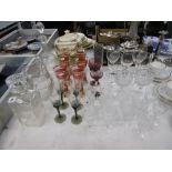 ASSORTED CUT AN OVERLAY GLASSWARE