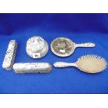 HM SILVER LIDDED GLASS DISH PLUS DRESSING TABLE SET