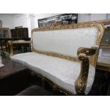 A GILT THREE SEATER SALON SOFA