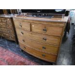 AN INLAID 19TH CENTURY BOW FRONT CHEST OF DRAWERS, W116, H110, D55CM APPROX.