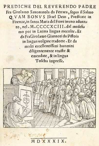 Savonarola, Girolamo. Prediche ... sopra il Salmo Quam bonus Israel Deus. Mit Holzschnitt- - Image 3 of 3