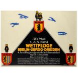 Plakate - - Klinger, Julius. Wettflüge Berlin-Leipzig-Dresden. Farbig lithographiertes Plakat.