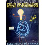 Plakate - - Colin, Paul. Emprunt à prime et interet progessif ... Electricite de France. Farbig