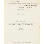 Schweitzer, Albert. Vierzeilige eigenhändige Widmung an Richard Kik. 22.2.(19)49. Auf dem Titelblatt