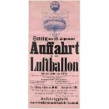 Plakate - - Sonntag den 22. September (1867) Auffahrt mit einem Luftballon nach neu construirtem