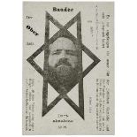 DADA - - Baader, Johannes. Der Oberdada Baader vor seiner Bartabnahme. Gedruckte Postkarte,