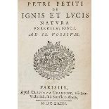 Physik - - Petit, Pierre. De ignis et lucis natura exercitationes. Ad Is. Vossium. Mit schematischen