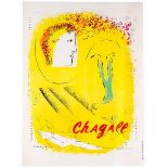 Chagall, Marc. The Yellow Background. Farblithographie auf Velin d'Arches. Rechts unten im Stein