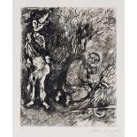 Chagall, Marc. La Mort et le Bûcheron. Blatt 8 aus der Graphikfolge "Fables de Fontaine".