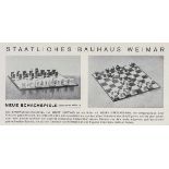 Bauhaus - - Schmidt, Joost (zug.). Werbeblatt für das Bauhaus-Schachspiel von Hartwig. Buchdruck auf