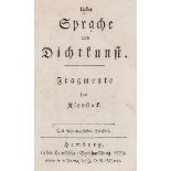 Klopstock, Friedrich Gottlieb. Ueber Sprache und Dichtkunst. Fragmente fon Klopstock. (-Und).