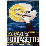 Fornasetti, Piero. Exhibition of Fornasetti's Decorative Objects. Farboffset-Plakat auf Papier mit