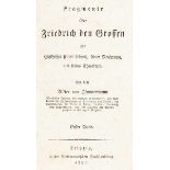 Friedrich II. von Preußen - - Zimmermann, Johann Georg Ritter von. Fragmente über Friedrich den