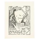Magritte, René. Exlibris Pierre Bourgeois. Holzschnitt auf geripptem Papier. Signiert und datiert