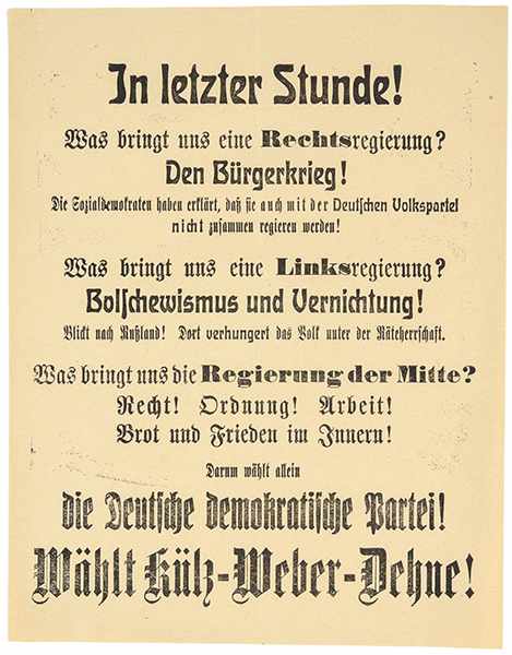 Weimarer Republik - - Sammlung von ca. 110 Flugblättern konservativer Parteien der Weimarer