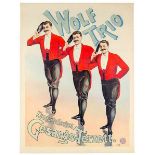 Plakate - - Wolf Trio. Humoristisches Gesangs-Terzett. Farbig lithographiertes Plakat. Hamburg,