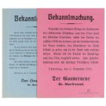 Weltkrieg 1914-1918 - - Sammlung von 23 Maueranschlägen oder Bekanntmachungen aus Ostpreußen während