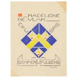 De Stijl - - Leck, Bart van der. Exlibris Madeleine de Vlam. Semper Fulgens. Holzschnitt in vier