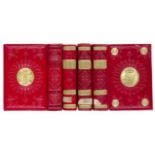 Einbände - - Vier rote Ganzmaroquinbände mit reicher Blindprägung, goldgeprägten Wappensupralibros