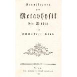 Philosophie und Pädagogik - - Kant, Immanuel. Grundlegung zur Metaphysik der Sitten. Riga,