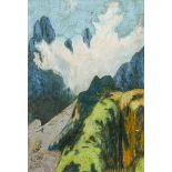 Lechter, Melchior. Gebirgslandschaft. Pastell auf braunem Papier. Links unten monogrammiert.