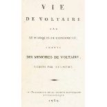 Voltaire - - Condorcet, J. A. N. de Caritat de. Vie de Voltaire. Suivie des mémoires de Voltaire,