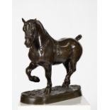 BRONZE "CHEVAL DE TRAIT AU PAS" DE JEAN JOIRE (1862-1950) Bronze à patine marron [...]