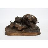 BRONZE "TROIS CHIENS AU TERRIER" DE MENE (1810-1879) Epreuve en bronze à patine [...]