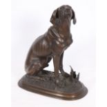 BRONZE "CHIEN ASSIS" DE FERDINAND PAUTROT (1832-1874) Bronze patiné, reposant sur [...]