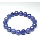 Rare bracelet boules de tanzanites NATURELLES diamètre 11 mm -