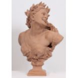 BUSTE EN TERRE CUITE "LA BACCHANTE AUX LAURIERS" DE CARPEAUX (1827-1875) En terre [...]