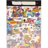 AFFICHE BEATLES "YELLOW SUBMARINE" 1969 Encadrée sous verre. Circa 1969 H : 98,5; L [...]