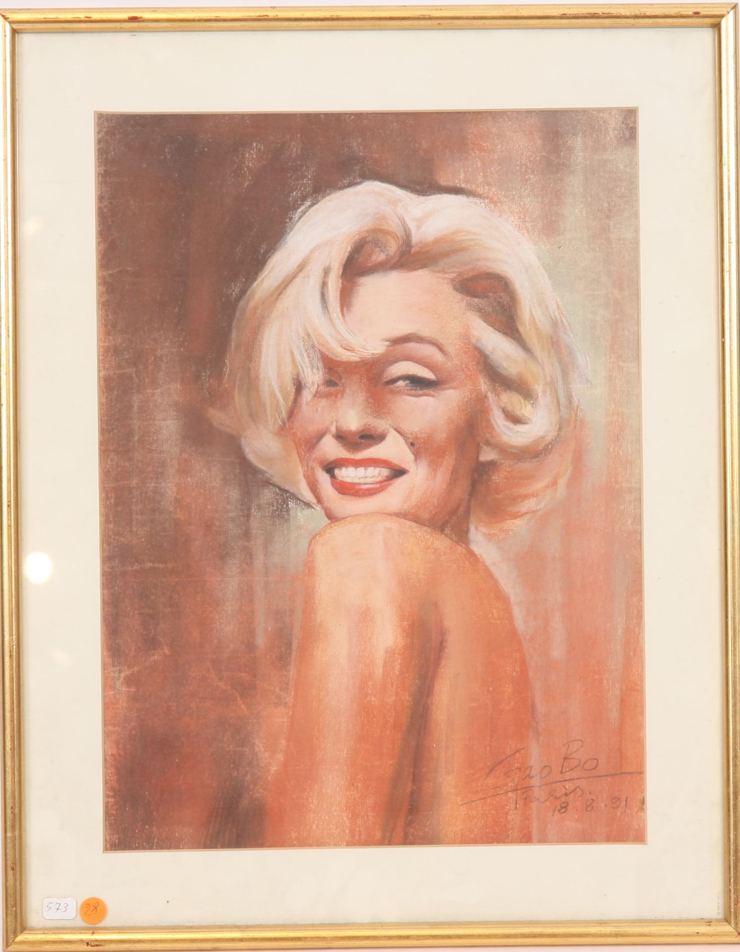 PASTEL "MARYLIN" Pastel sur papier, signé et daté "Gao Bo Paris 18.8.91", [...]