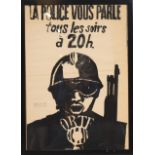 AFFICHE MAI 68 DE TOPOR "ORTF LA POLICE VOUS PARLE" Cachet "ATELIER POPULAIRE [...]