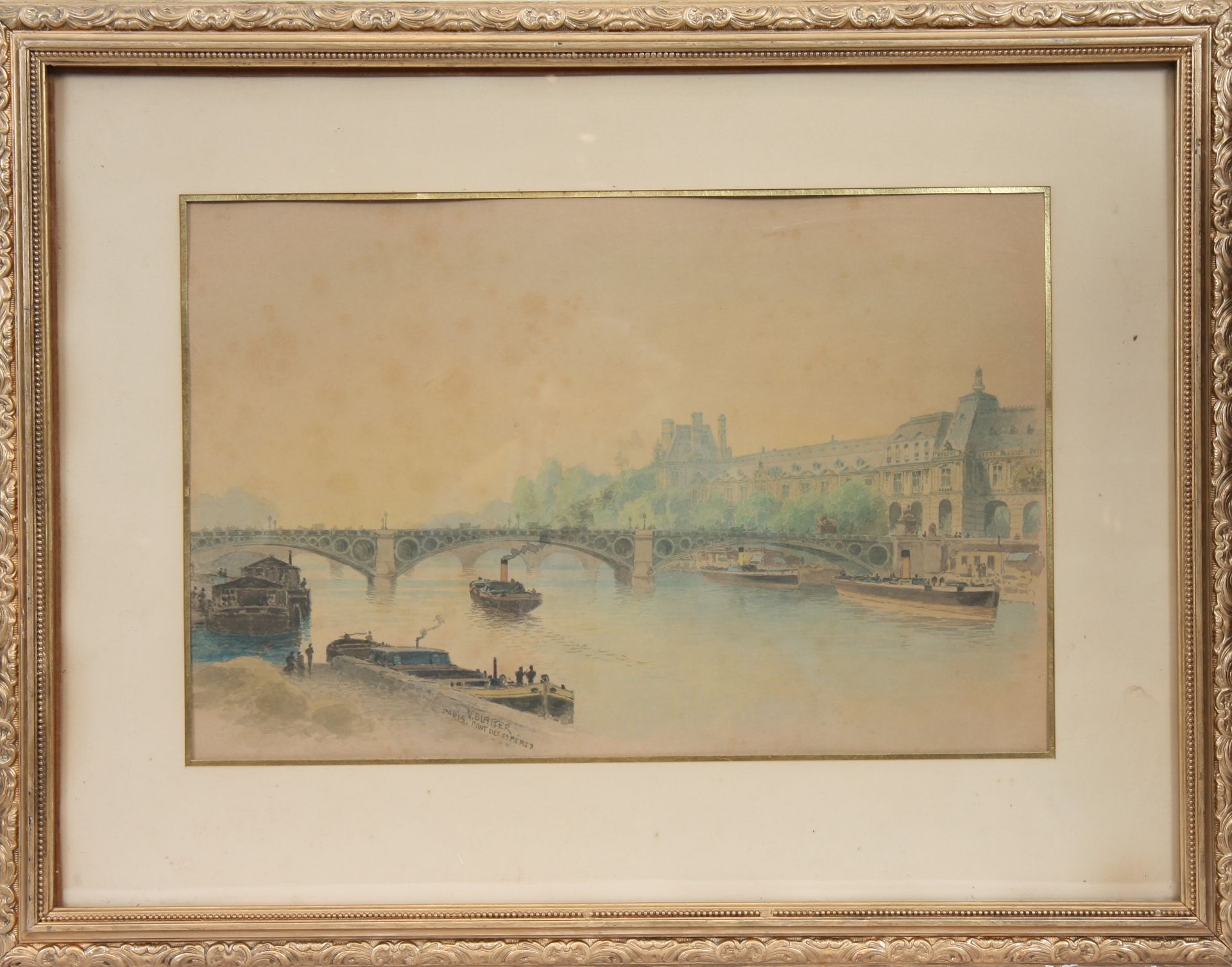 AQUARELLE "PARIS PONT DES SAINTS PERES" DE VINCENT BLATTER (1843-1913) Aquarelle, [...] - Bild 2 aus 2