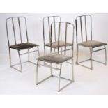 ENSEMBLE DE QUATRE CHAISES ROMEO REGA 1970 En métal chromé, à dossier à barreaux, [...]