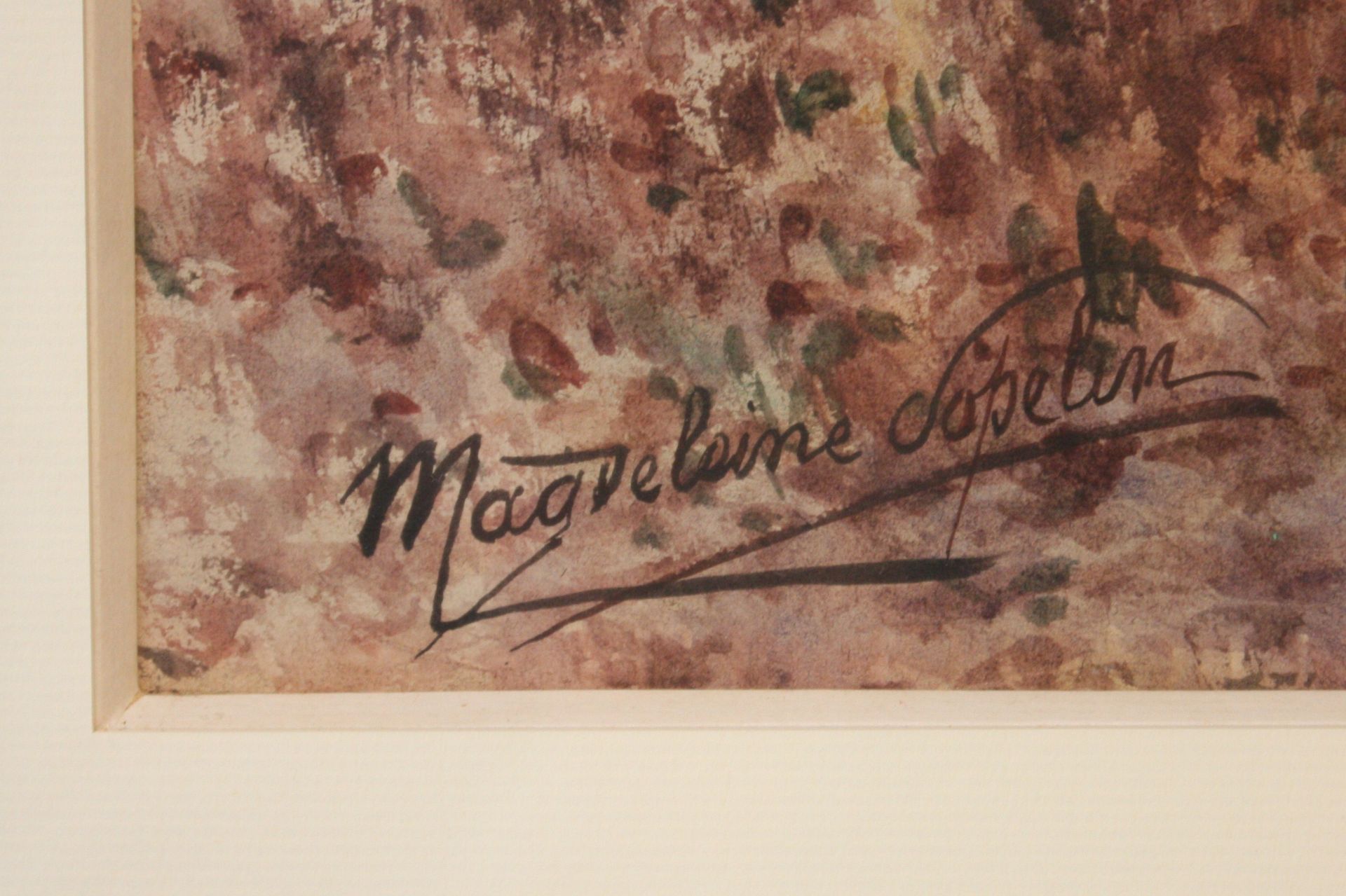 AQUARELLE "SOUS BOIS" XXè Aquarelle signée "Magdeleine Chapelin", encadrée sous [...] - Bild 3 aus 4