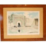 AQUATINTE "MARRAKECH" DE MAURICE ROMBERG (1862-1943) Aquatinte couleur, signée dans [...]