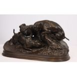BRONZE "TROIS CHIENS AU TERRIER" DE MENE (1810-1879) Bronzeà patine marron reposant [...]