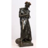 BRONZE "DANTE" DE JEAN-PAUL AUBE (1837-1916) Bronze patiné représentant le poete [...]