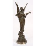 BRONZE "MELODIE" DE EMILE PICAULT (1833-1915) Bronze patiné figurant un ange [...]