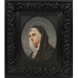 TABLEAU EN MOSAIQUE "PORTRAIT DE SAINTE" ITALIE XIXEME Portrait ovale en buste de [...]