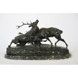 IMPORTANT BRONZE "COMBAT DE CERFS" DE CLOVIS MASSON (1871-1932) Bronze à patine [...]